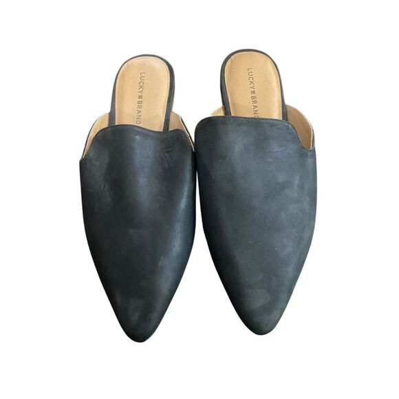 NWOT Lucky Brand Black Leather mules LP Brynnuh flats size 11 - Picture 1 of 8